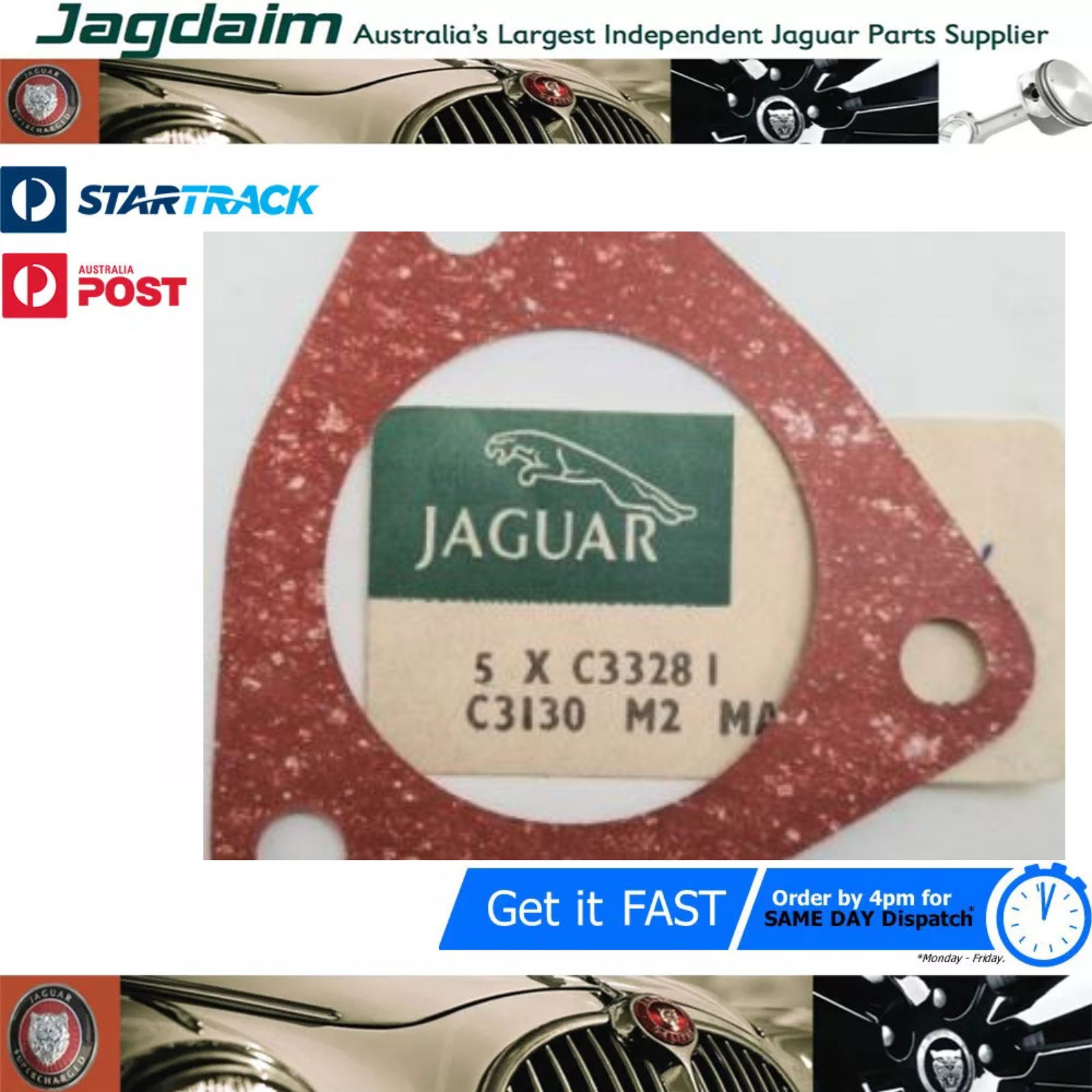 57-101.png New Jaguar Thermostat Housing Gasket S3 E Type S1 V12 C33281 - Image 1