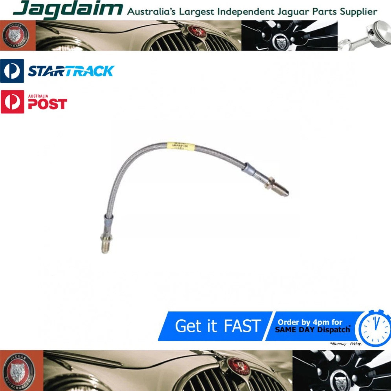57-19.png New Jaguar Stainless Steel Flexible Rear Brake Hose 420 315mm C27031SS - Image 1