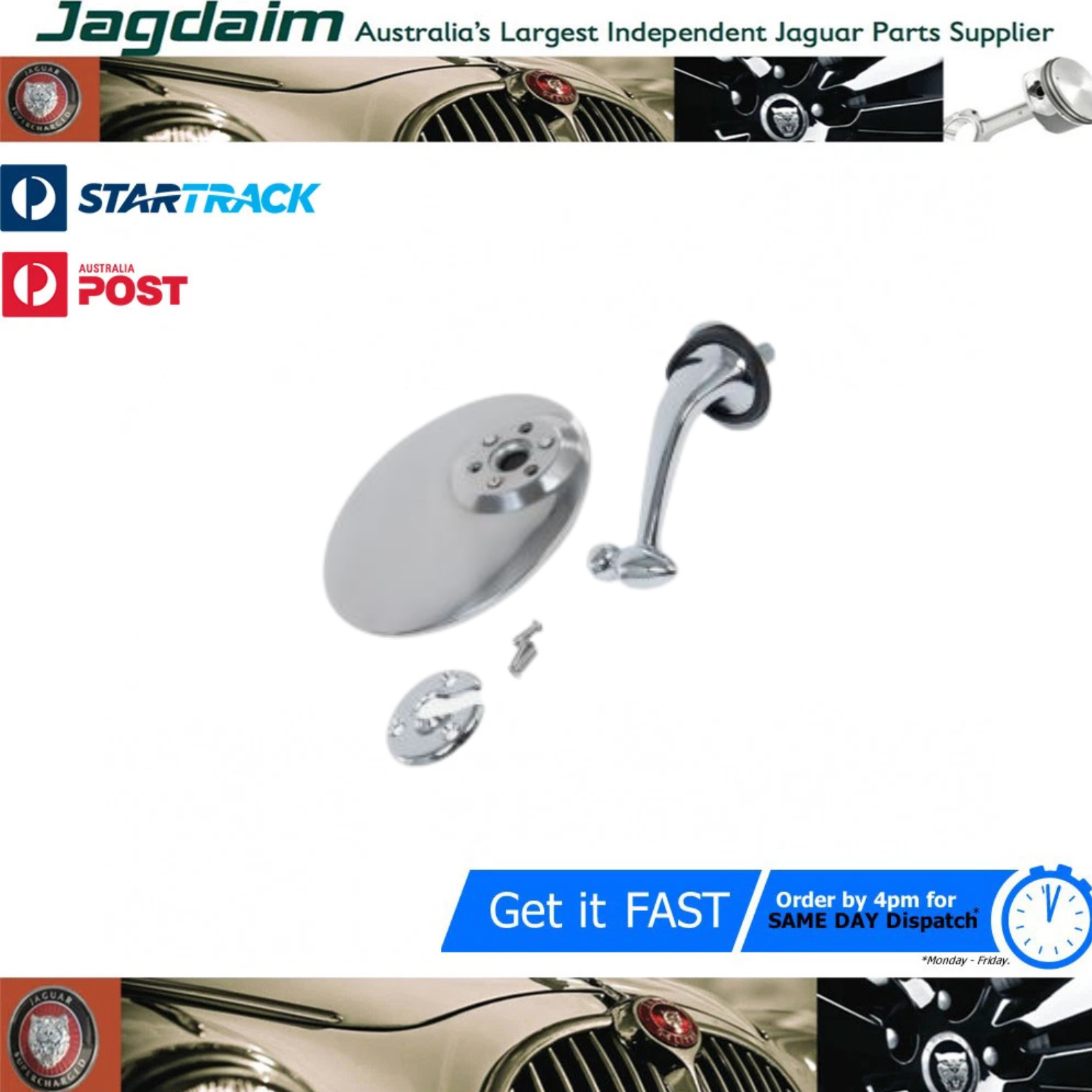 57-218.png New Jaguar Lucas Style Circular Mirror Flat Glass LH Door RH Wing SBS1309 - Image 1