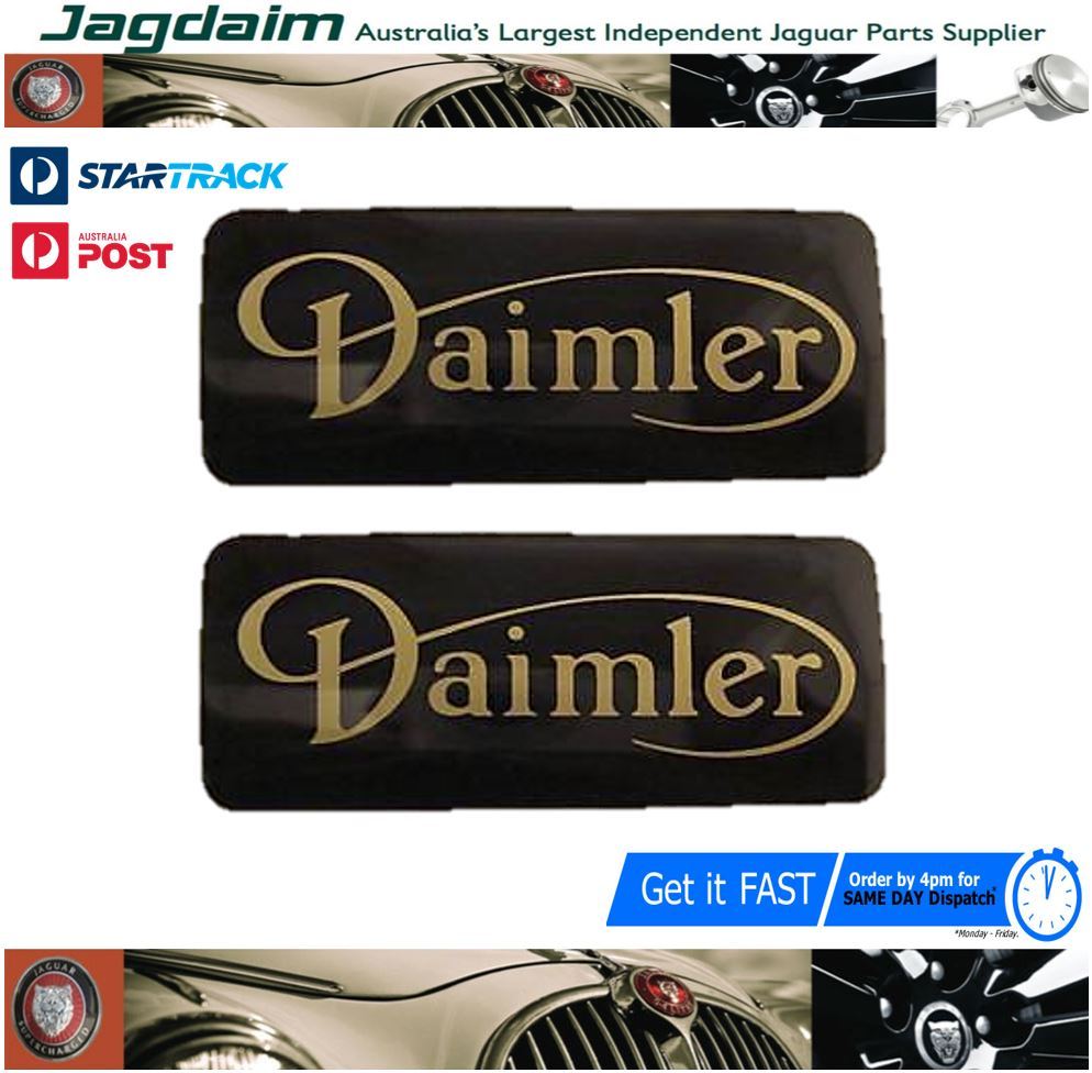 57-258.jpg New Jaguar Daimler Rocker Cover Badge - Black / Gold Lettering C35733 X 2 - Image 1