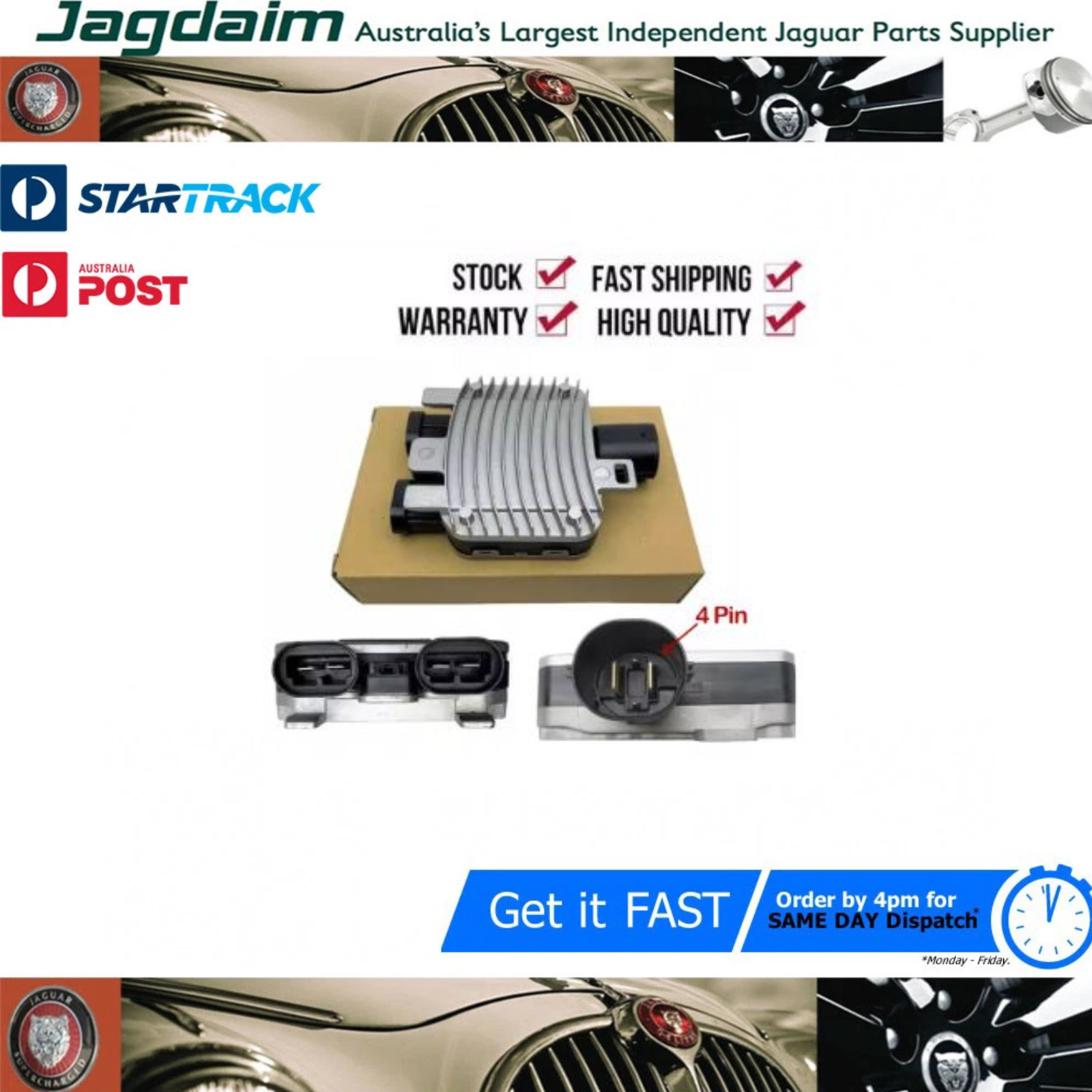 57-259.png New Jaguar Fan Module X Type 4 Pin C2C43493* - Image 1