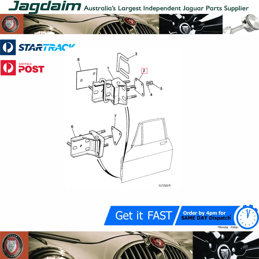 57-2611.jpg New Jaguar XJS Upper Door Hinge Plate RTC1671 - Image 1