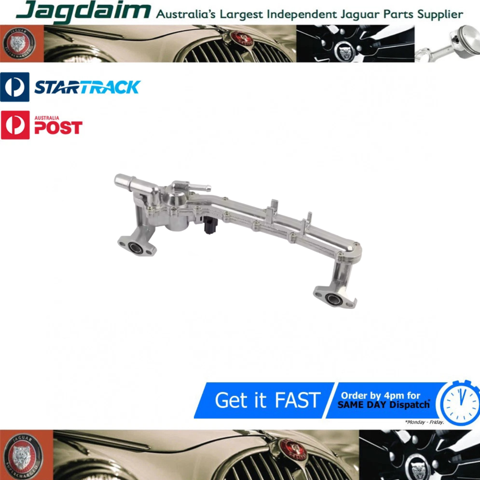 57-351.png New Jaguar Aluminum Heater Tube W/Sensor 5.0L Rear Crossover Pipe AJ814056 - Image 1