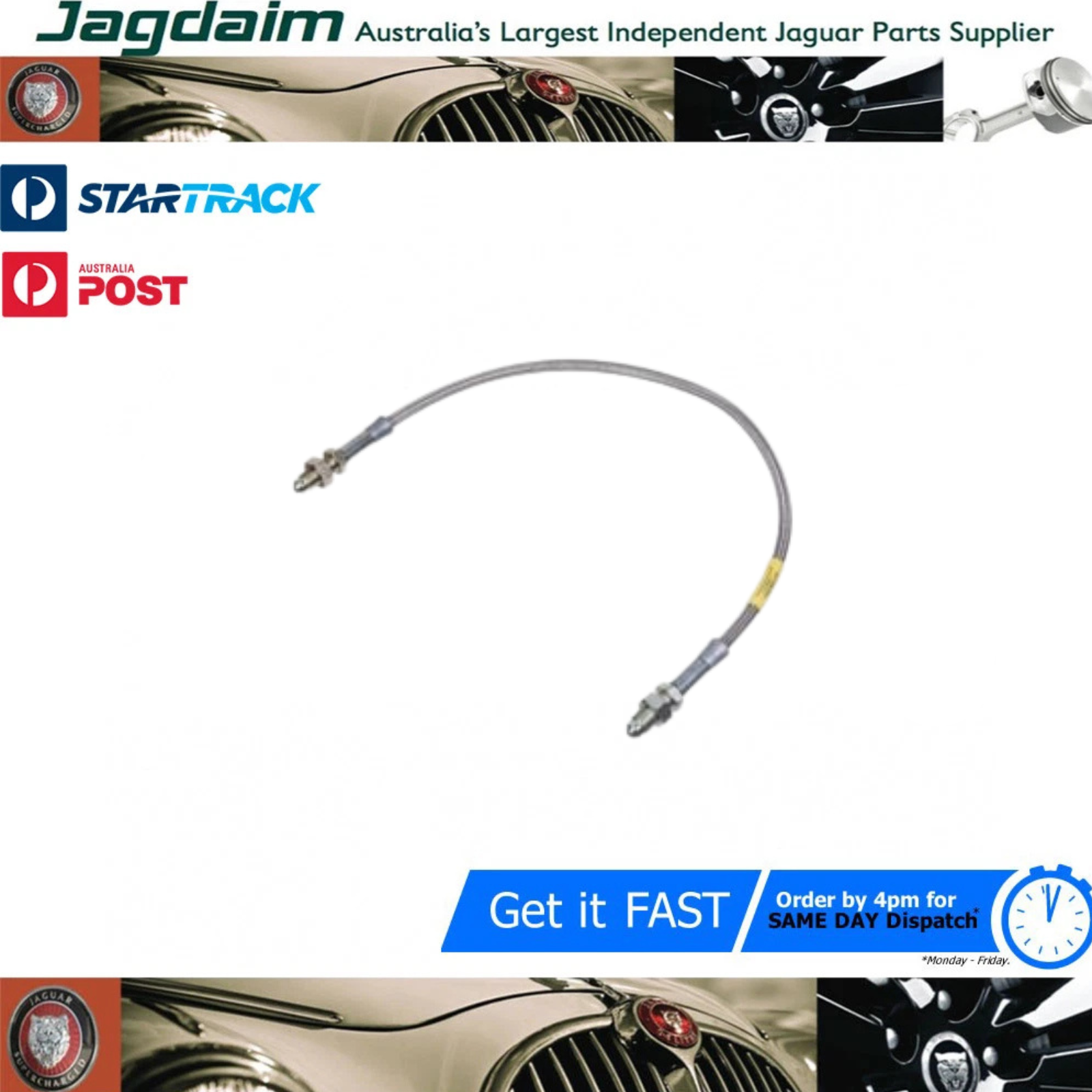 57-355.png New Jaguar Stainless Steel Flexible Front Brake Hose 420 C27030SS - Image 1