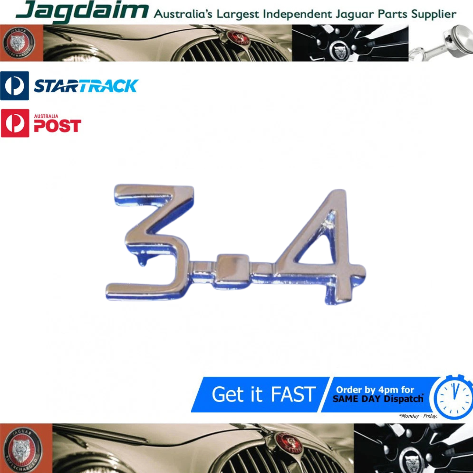 57-408.png New Jaguar Boot Badge 3.4 MK2 BD27196 - Image 1