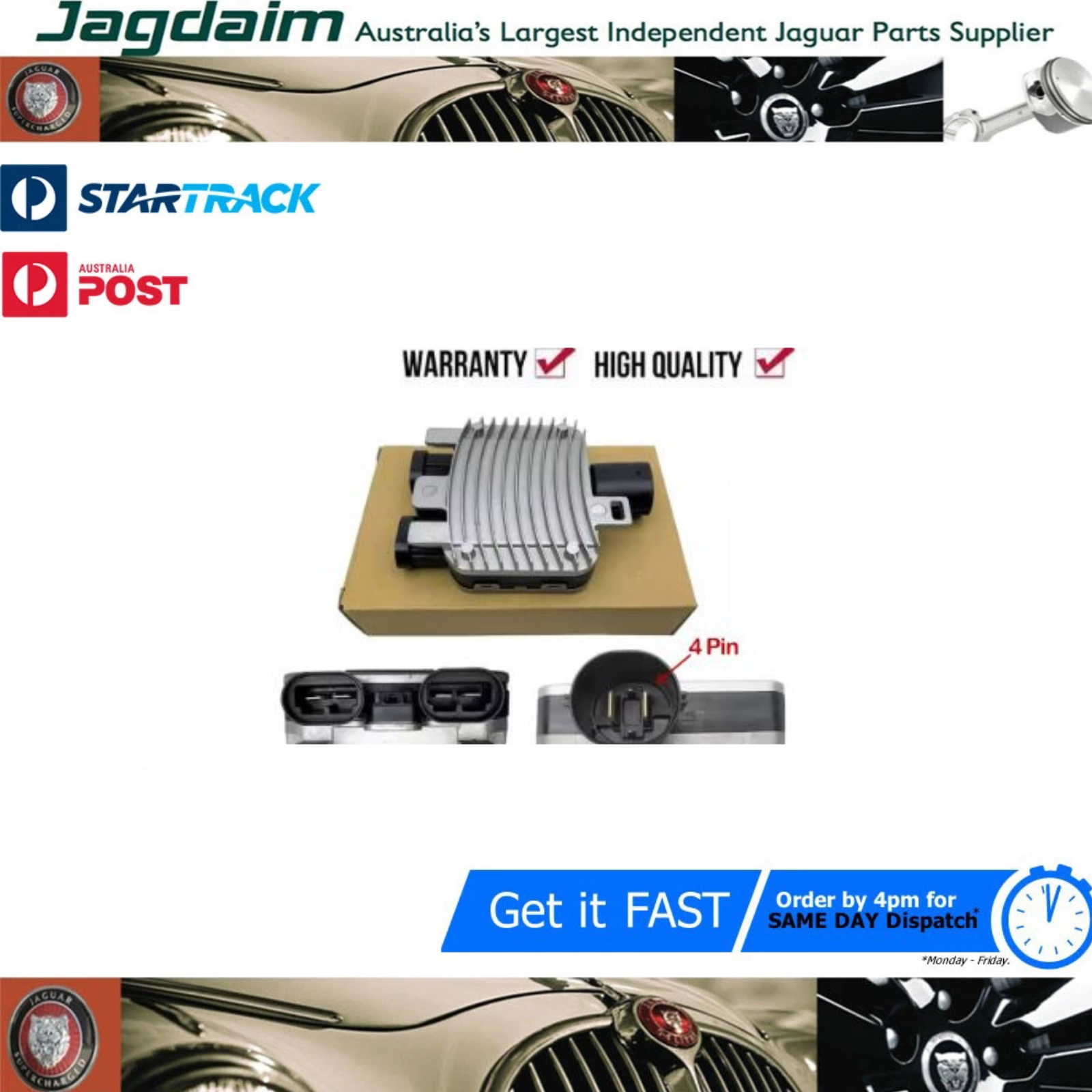57-552.png New Jaguar Fan Control Module X Type 4 PIN C2S43493* - Image 1