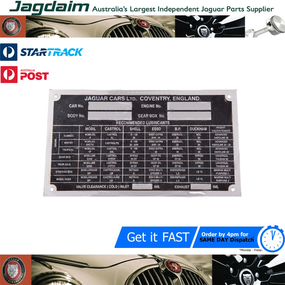 57-5612.jpg New Jaguar E-Type S1 S2 Chassis Plate ID0028 - Image 1