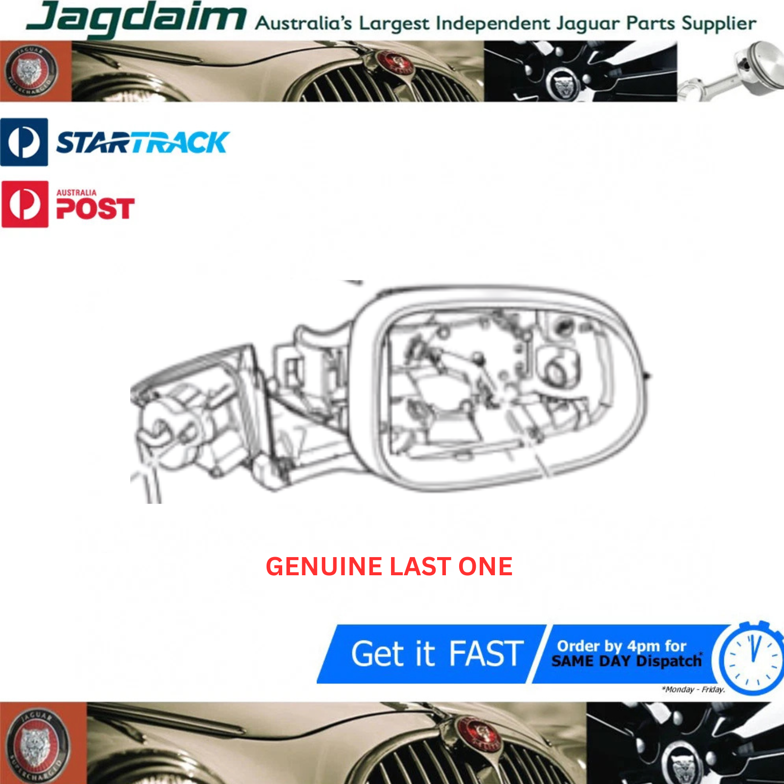 57-92.png New Jaguar Door Mirror Fits XJ From G00442 To H32732 LH C2C37104 - Image 1